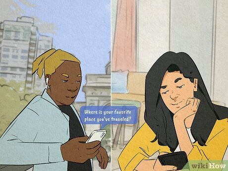 Step 4 Flirt over text by asking her questions about herself.